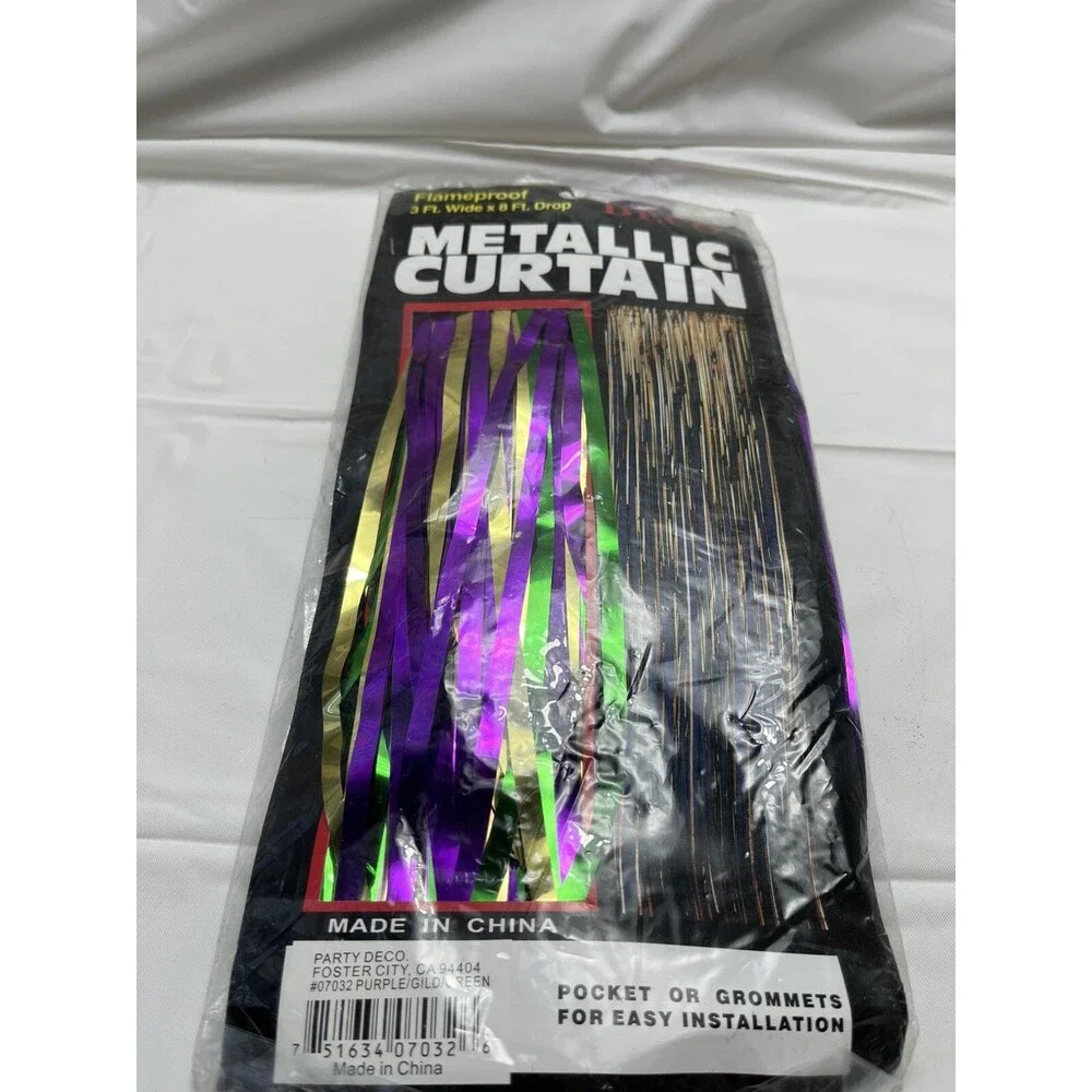 Party Deco Metallic Curtain Multi-Color 3 ft. wide x 8 ft. drop